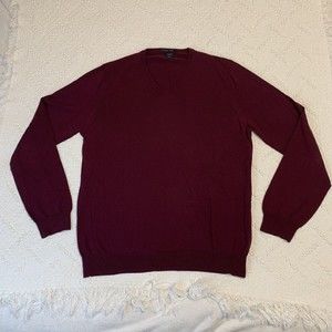 J. Crew Italian Merino Wool V-Neck Long Sleeve Maroon Sweater Men’s X Large Tall